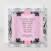 ベビーシャワーかわいい女の子ゼブラプラムブロンド赤ちゃん女の子 招待状 (裏面)