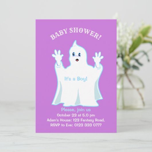 ベビーシャワーかわいい幽霊招待状 招待状 (スタンド正面)