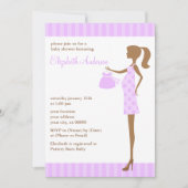 ベビーシャワーがある薄紫のシックなお母さん 招待状 (正面)