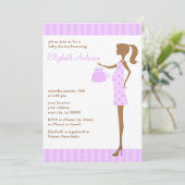 ベビーシャワーがある薄紫のシックなお母さん 招待状 (スタンド正面)
