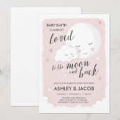 ベビーシャワーが月と背中の招待状 招待状 (正面/裏面)