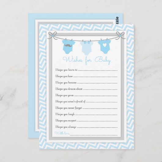 ベビーシャワーが青灰色の赤ちゃんに願う ポストカード (正面/裏面)