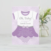 ベビーシャワーご招待,  紫色のラベンダーグリッター 招待状 (スタンド正面)