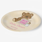 ベビーシャワーそれは女の子のテディー・ベアです ペーパープレート (アングル)