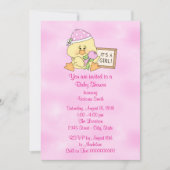 ベビーシャワーそれは女の子のベビーのアヒルです 招待状 (正面)