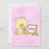 ベビーシャワーそれは女の子のベビーのアヒルです 招待状 (裏面)