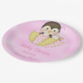ベビーシャワーそれは女の子のペンギンです ペーパープレート (アングル)