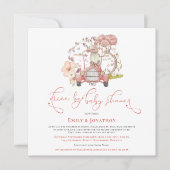 ベビーシャワーでかわいいバニーコーラルドライブ 招待状 (正面)