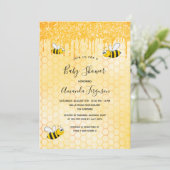 ベビーシャワーでぶつぶつ蜂金ゴールドグリッターハニカム 招待状 (スタンド正面)