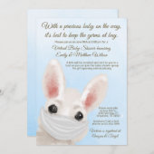 ベビーシャワーでオンライン駆動Boy Bunny Rabbit Mask 招待状 (正面/裏面)