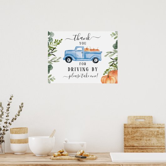 ベビーシャワーでカボチャのドライブありがとうサイン ポスター (キッチン)