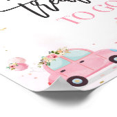 ベビーシャワーでドライブお気に入りサインピンクフローラ ポスター (角)