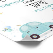 ベビーシャワーでドライブお気に入りサインブルーフローラ ポスター (角)