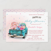 ベビーシャワーでドライブするトラックの甘いお菓子 招待状 (正面/裏面)