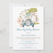 ベビーシャワーでドライブするヴィンテージカー 招待状 (正面)