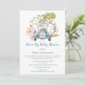 ベビーシャワーでドライブするヴィンテージカー 招待状 (スタンド正面)