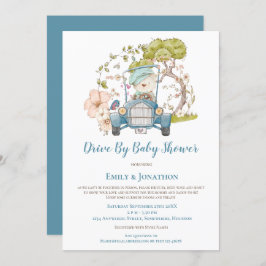 ベビーシャワーでドライブするヴィンテージカー 招待状