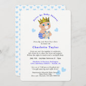 ベビーシャワーでドライブカウトプリンスブルー男の赤ちゃんイン 招待状 (正面/裏面)