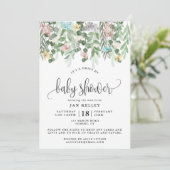 ベビーシャワーでドライブ、水彩コテージ花 招待状 (スタンド正面)