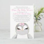 ベビーシャワーでマスクをドライブしたかわいいペンギン 招待状 (スタンド正面)