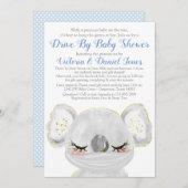 ベビーシャワーでマスクをドライブする少年コアラ 招待状 (正面/裏面)