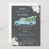 ベビーシャワーで冬のドライブ 招待状 (正面/裏面)