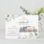 ベビーシャワーで動物をバーチャルに運転する 招待状 (スタンド正面)