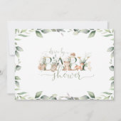 ベビーシャワーで緑を増す森林動物 招待状 (裏面)