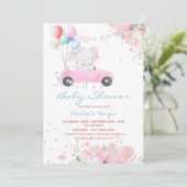 ベビーシャワーで車のバルーンフローラをドライブ 招待状 (スタンド正面)