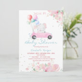 ベビーシャワーで車のバルーンフローラドライブ 招待状 (スタンド正面)