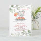 ベビーシャワーで車の中の象のフローラドライブ 招待状 (スタンド正面)