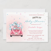 ベビーシャワーで車の気球がスター 招待状 (正面)