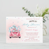 ベビーシャワーで車の気球がスター 招待状 (スタンド正面)