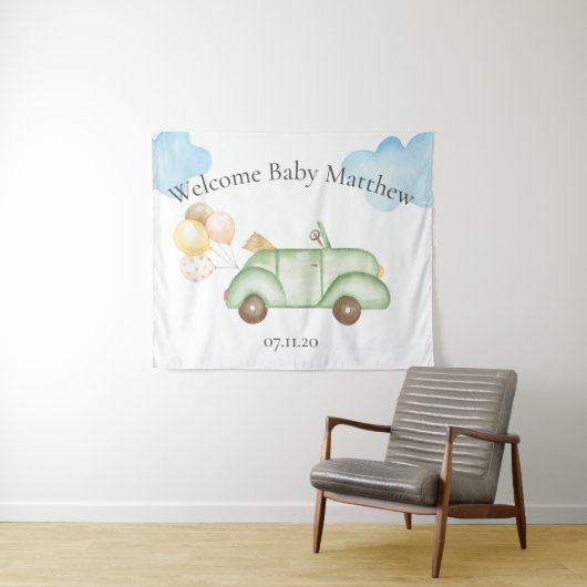 ベビーシャワーで車を運転する タペストリー (インサイチュ(横))