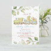 ベビーシャワーで運転するおもちゃの列車 招待状 (スタンド正面)