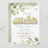 ベビーシャワーで運転するおもちゃの列車 招待状 (正面/裏面)