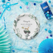 ベビーシャワーで運転するサファリの動物緑の金ゴールド ペーパープレート (パーティー)