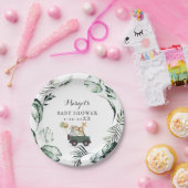 ベビーシャワーで運転するサファリの動物緑の金ゴールド ペーパープレート (パーティー)