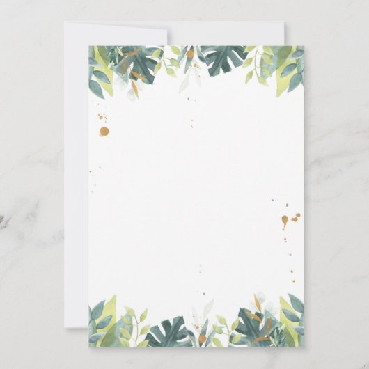 ベビーシャワーで運転するサファリの動物緑の金ゴールド 招待状 (裏面)