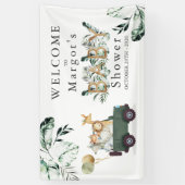 ベビーシャワーで運転するサファリの動物緑の金ゴールド 横断幕 (縦)