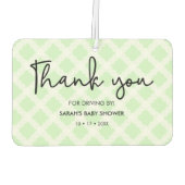 ベビーシャワーで運転する緑の感謝ハート カーエアーフレッシュナー (裏面)