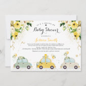 ベビーシャワーで運転男女兼用する 招待状 (正面)