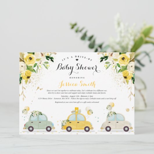 ベビーシャワーで運転男女兼用する 招待状 (スタンド正面)