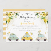 ベビーシャワーで運転男女兼用する 招待状 (正面/裏面)