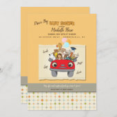 ベビーシャワーで運転 招待状 (正面/裏面)