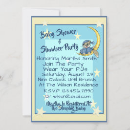 ベビーシャワーとスランバーパーティーW/Moon, Stars, & Cat 招待状