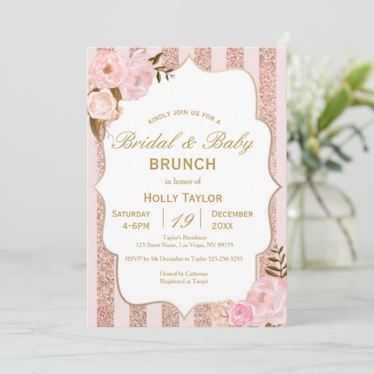 ベビーシャワーとブライダルシャワーアイディアの併用 招待状 (スタンド正面)