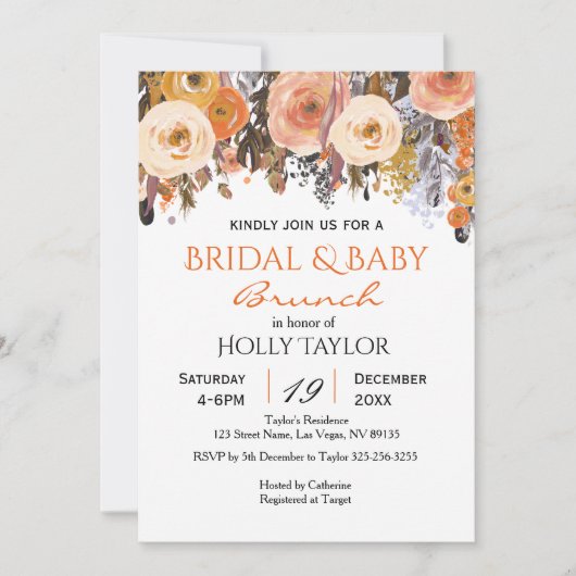 ベビーシャワーとブライダルシャワーアイディアの併用 招待状 (正面)