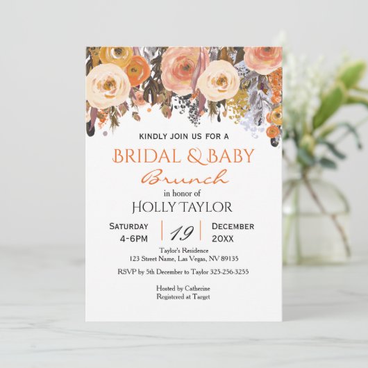 ベビーシャワーとブライダルシャワーアイディアの併用 招待状 (スタンド正面)