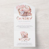 ベビーシャワーとベビーベビーバスケット用の本 オールインワン招待状 (内側)